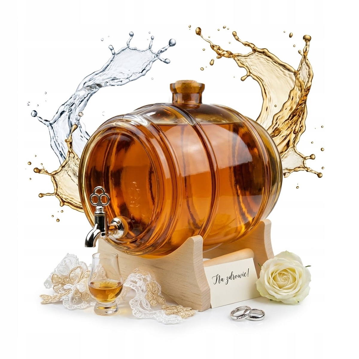 Skleněná Sudka 4L Medová sudová antálka s kohoutkem na Svatba Svatební Hostina Dárek