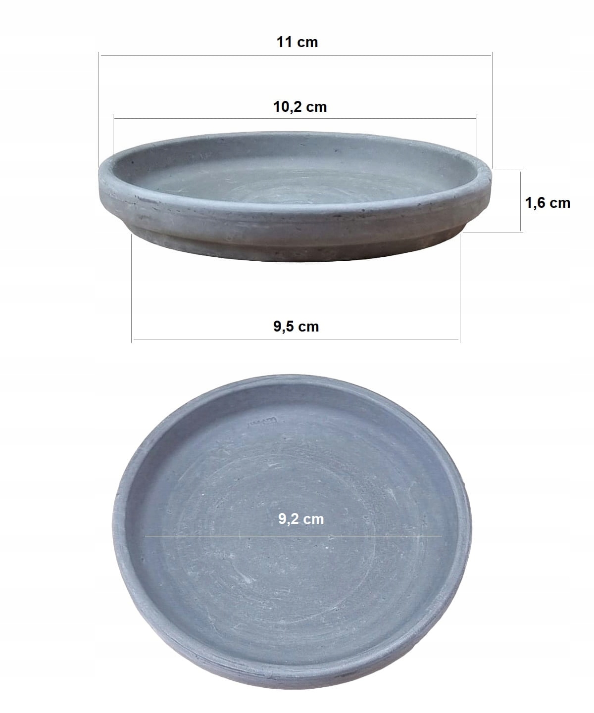 Doniczka gliniana BAZALTOWA + PODSTAWKA 13cm Szerokość produktu 13 cm