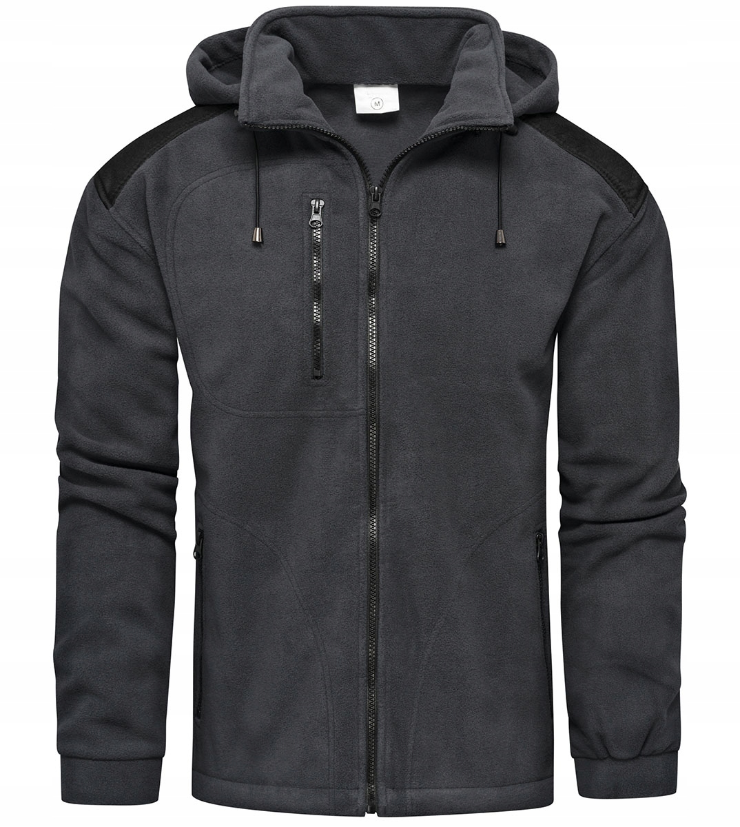 Teplý pánský Polar s odnímatelnou kapucí, kapsy na zip, grafitové, velikost M