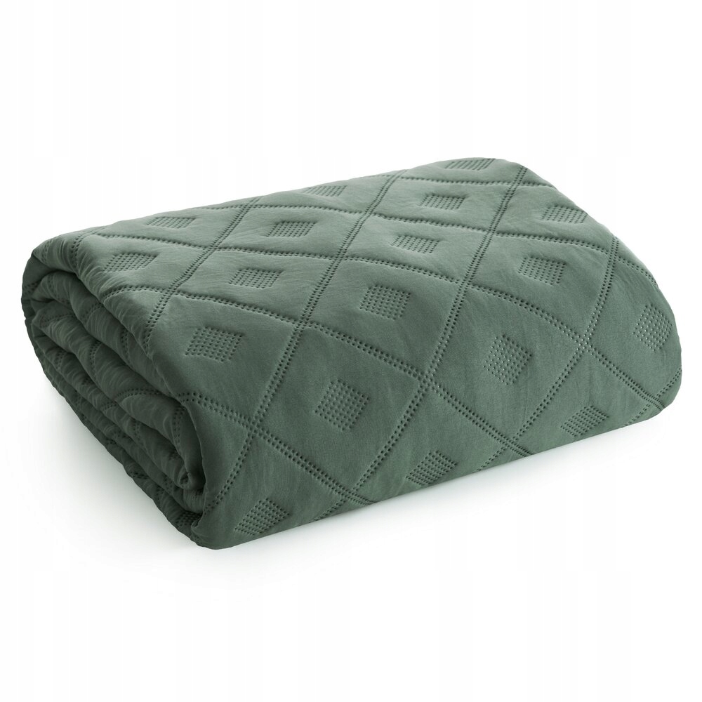 Dekorativní přehoz ALARA6 200x220 zelený prošívaná geometrický vzor