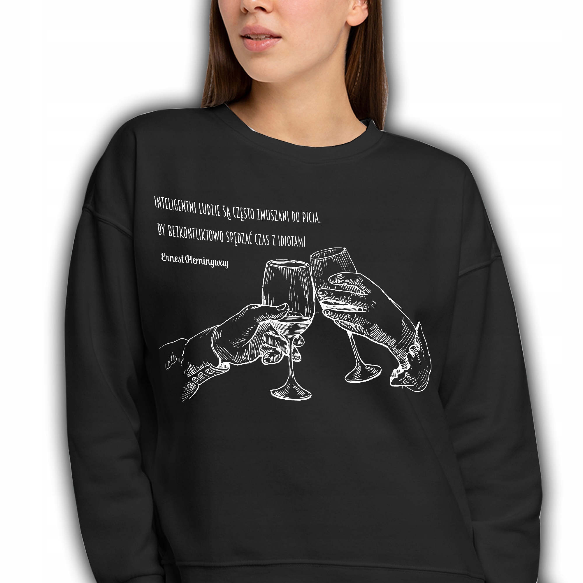 Mikina Bez Kapuce Citát Inteligentní Lidé L Černý Zábavný vzor Dárek