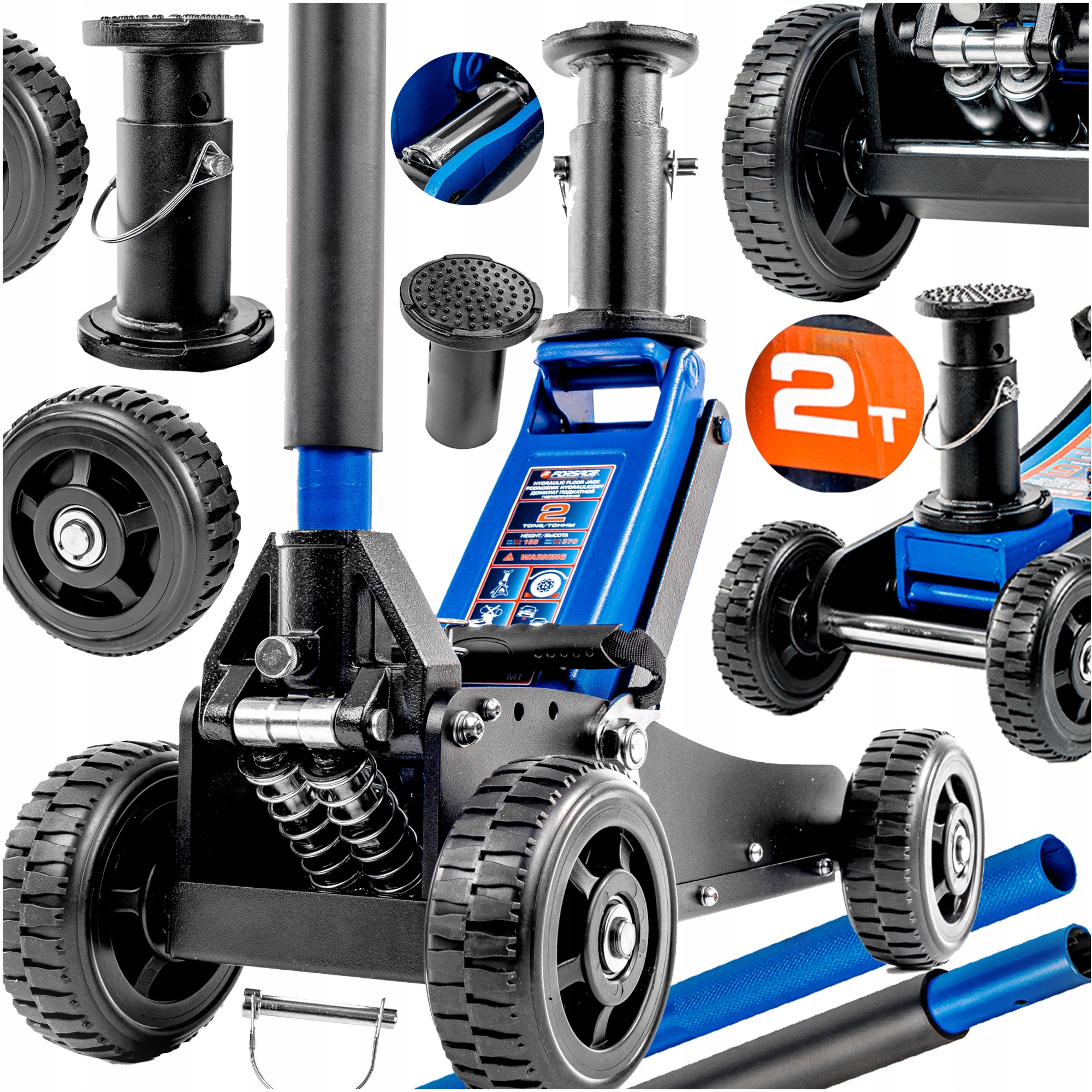 PODNOŚNIK SAMOCHODOWY ŻABA LEWAREK OFF-ROAD 2T 155-570MM DUŻE KOŁA