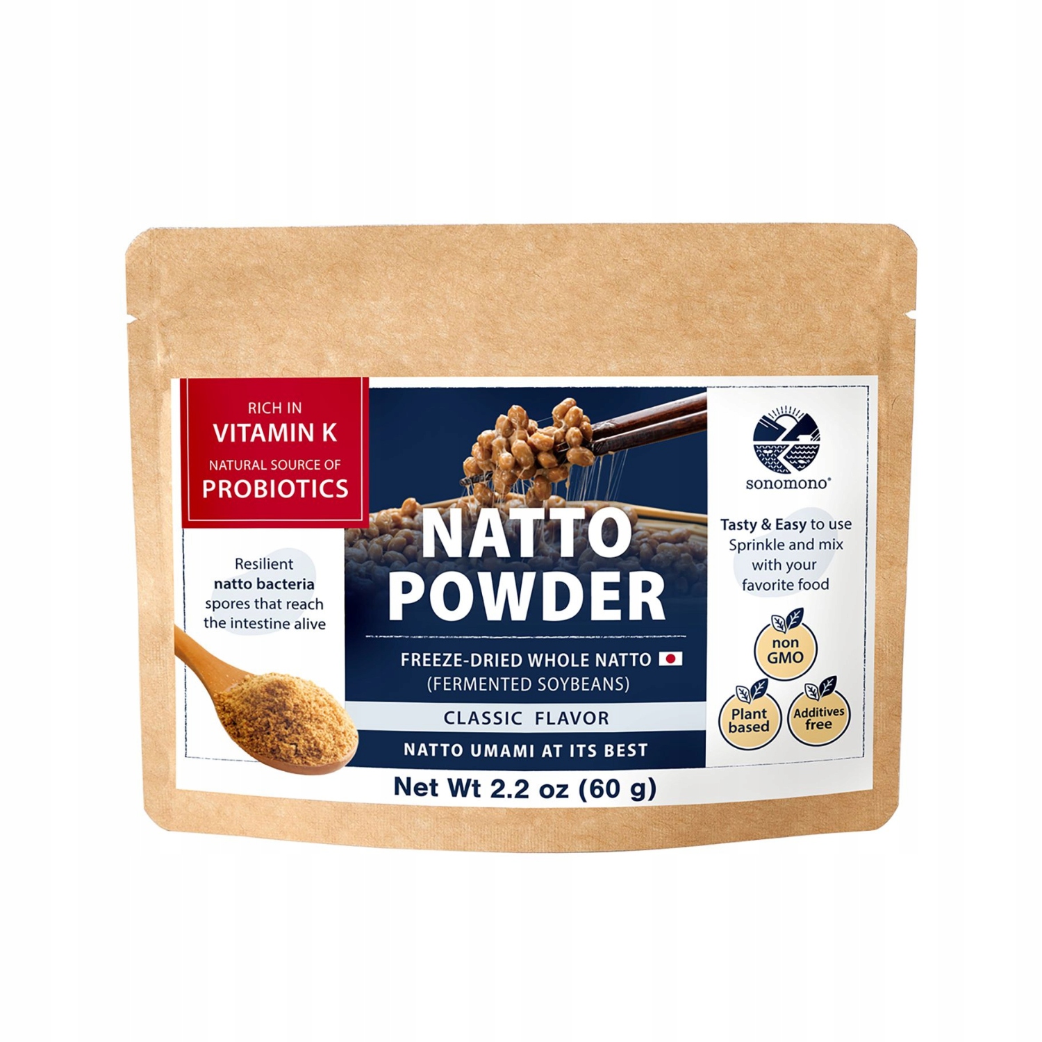 Natto Powder Classic Sproszkowane natto o wyrazistym umami, Sonomono 60g
