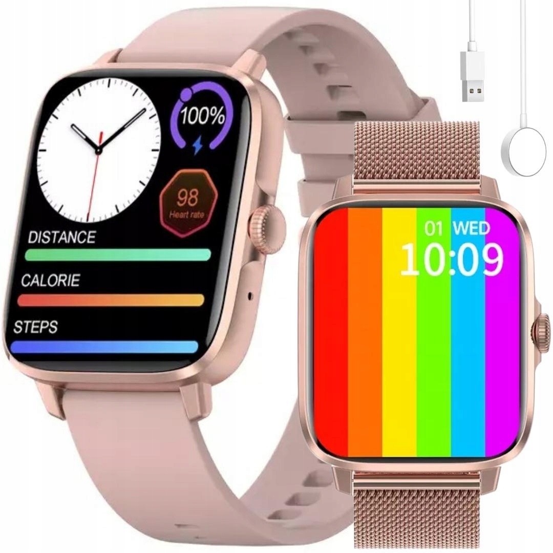 

Smartwatch Damski Zegarek Rozmowy Ekg Puls 2 Paski