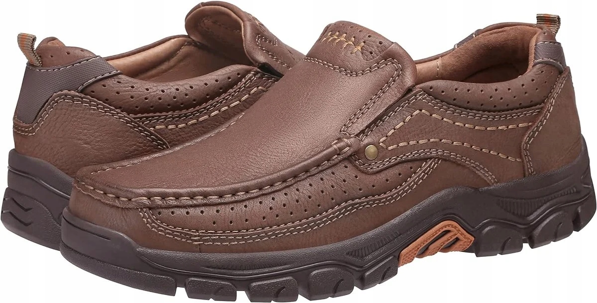 Pánské kožené boty Mokasíny, velikost 46, hnědé polobotky, elegantní