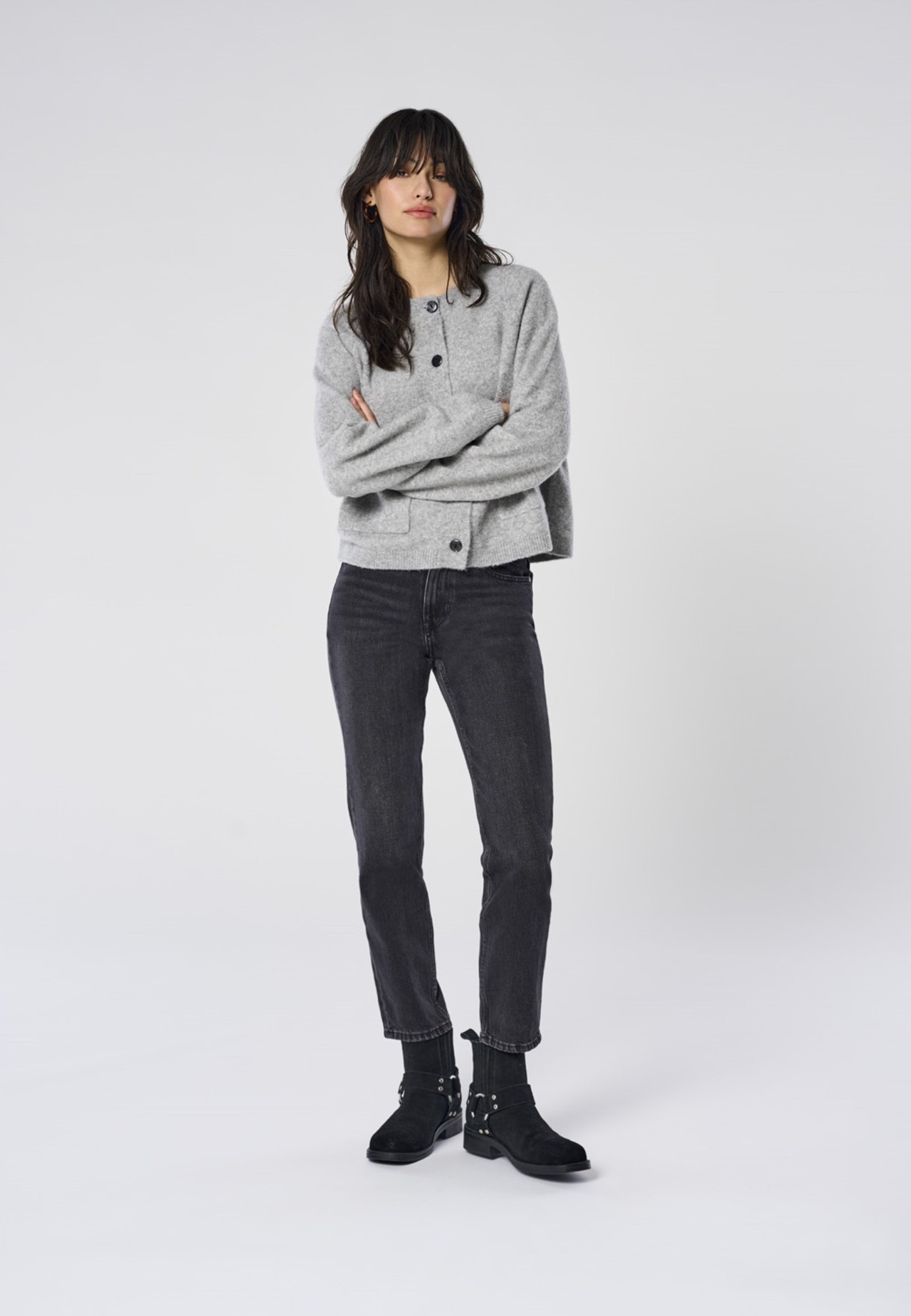 Only Dámské Šedé Džínové Kalhoty Dlouhé 27/32 6FA