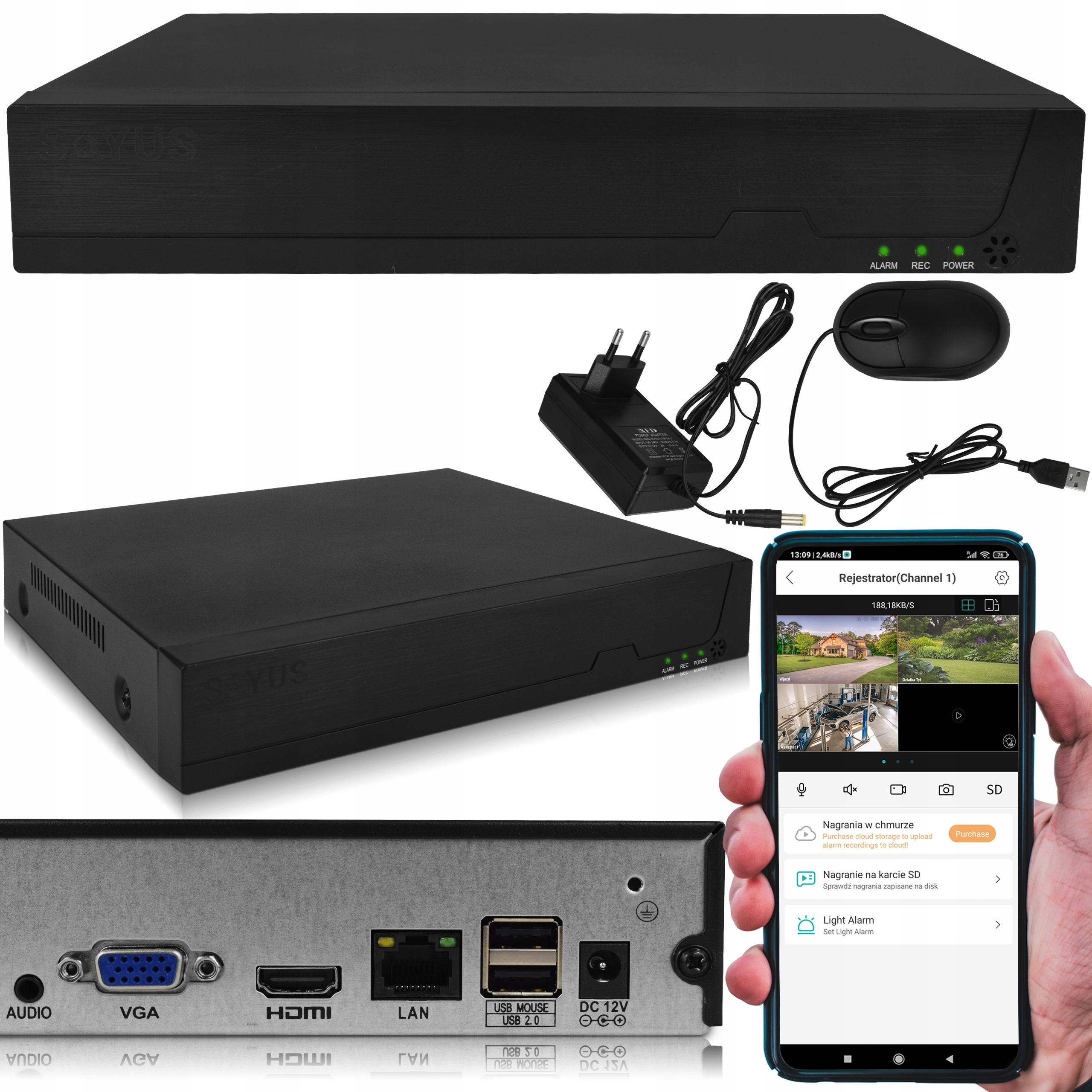 

Rejestrator Sieciowy Ip Monitoring WiFi 9 Kan 8MPx