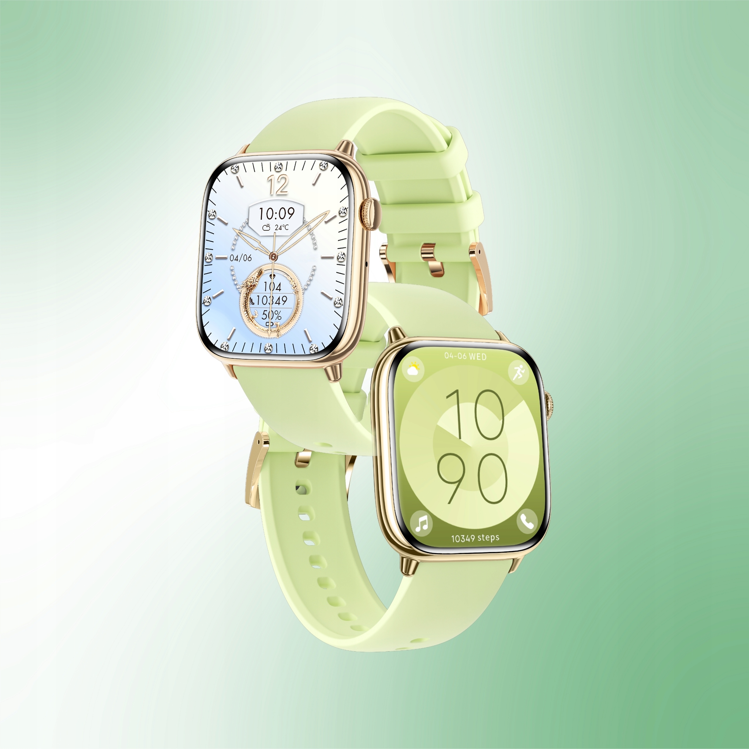 SMARTWATCH ZEGAREK DAMSKI Z FUNKCJA ROZMOWY SPORT ZDROWIE ZLOTY DAMSKIE Kształt koperty prostokątna