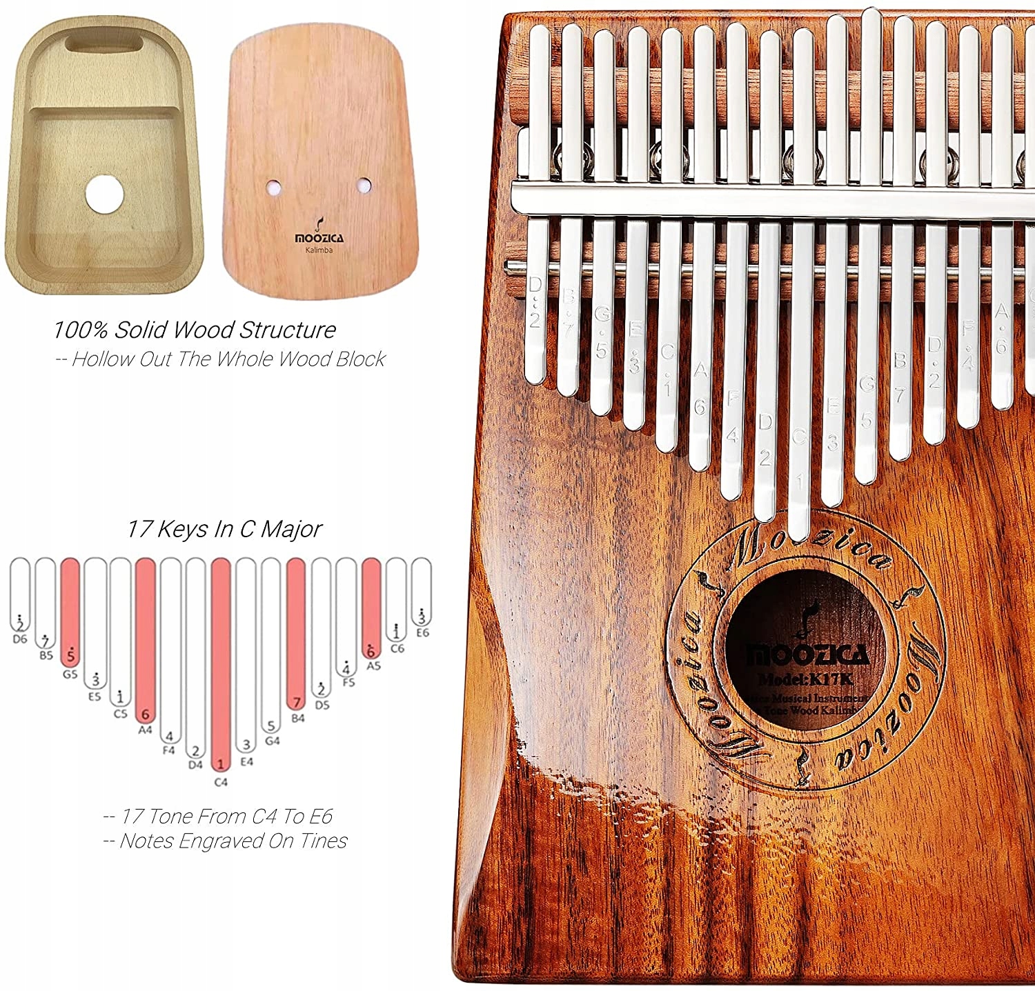 PROFESSIONAL KALIMBA Moozica 17 Key / UK Rodzaj cymbałki