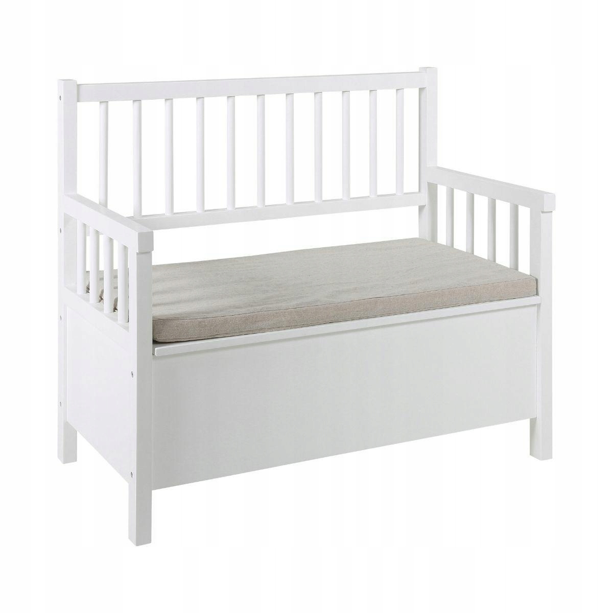 Biela lavička s mäkkým operadlom a úložným priestorom, predsieň, šatňa