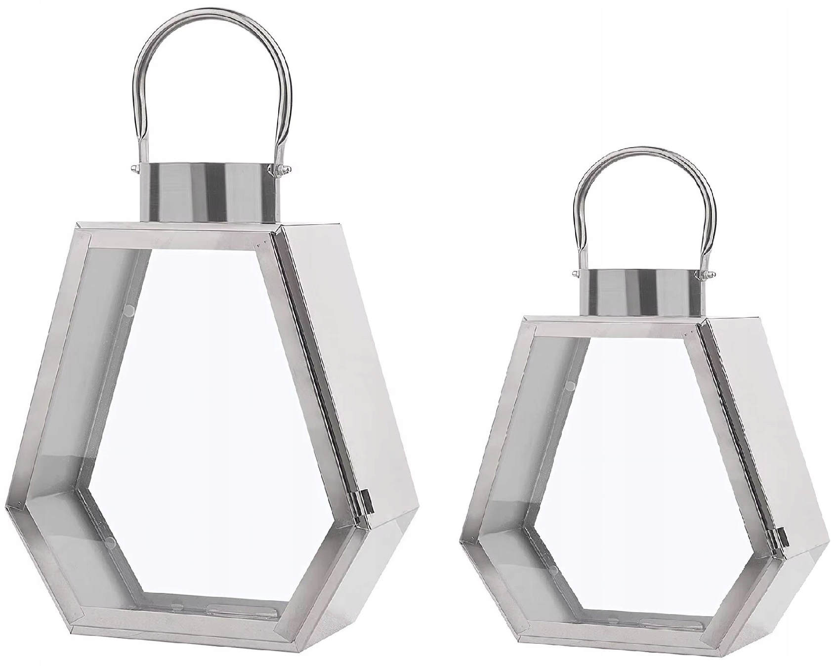 Sada 2 strieborných lampiónov Glamour 35 cm 28 cm strieborné lampióny ako darček