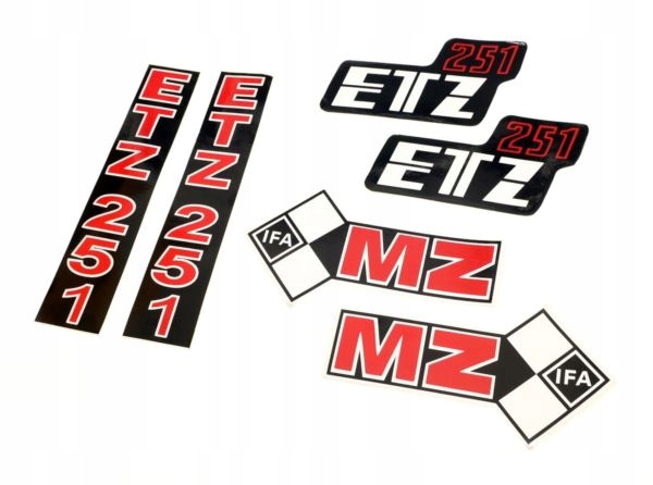 Naklejki MZ ETZ 251 czerwone komplet