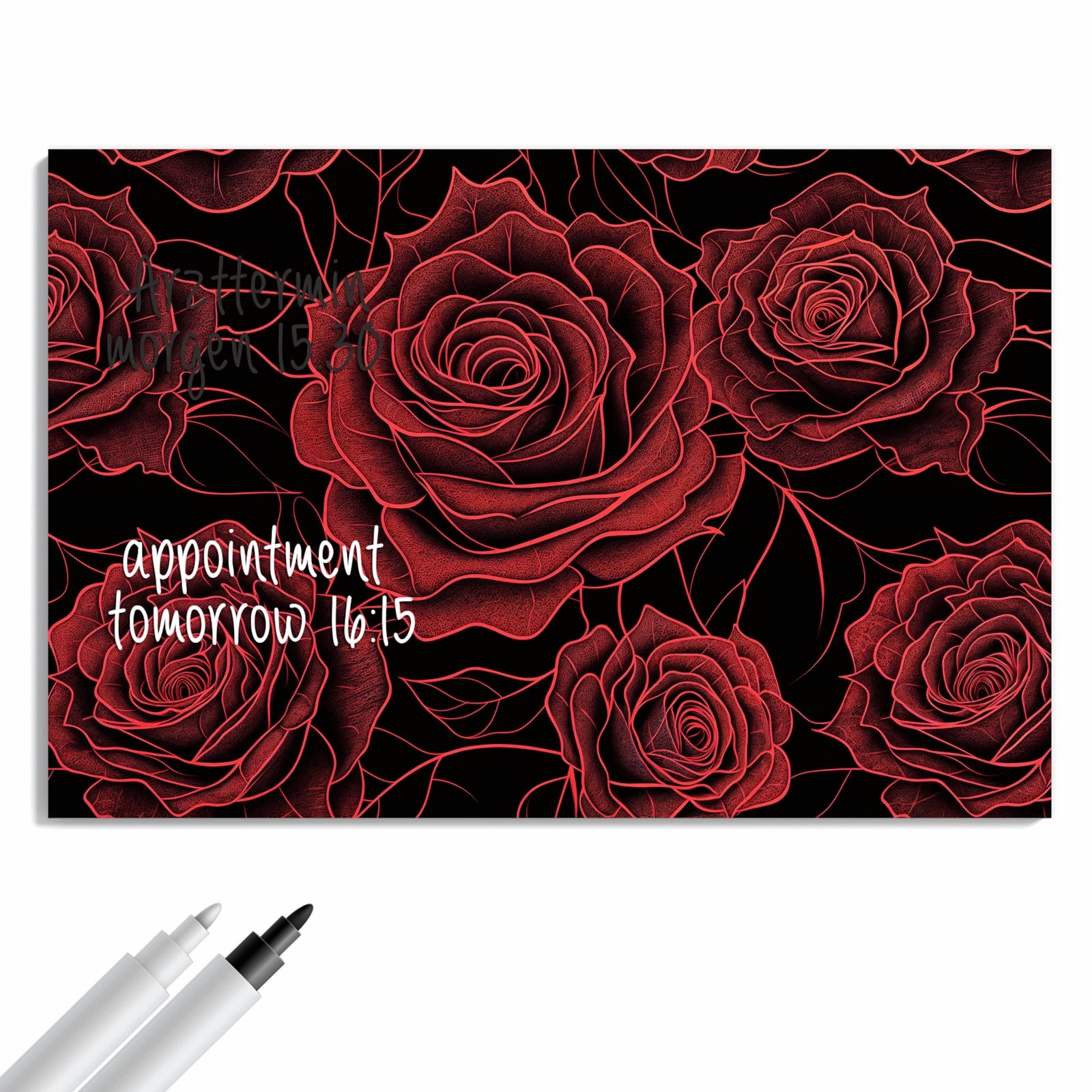 Magnetická tabule Vzor růžový Černý 90 × 60 cm