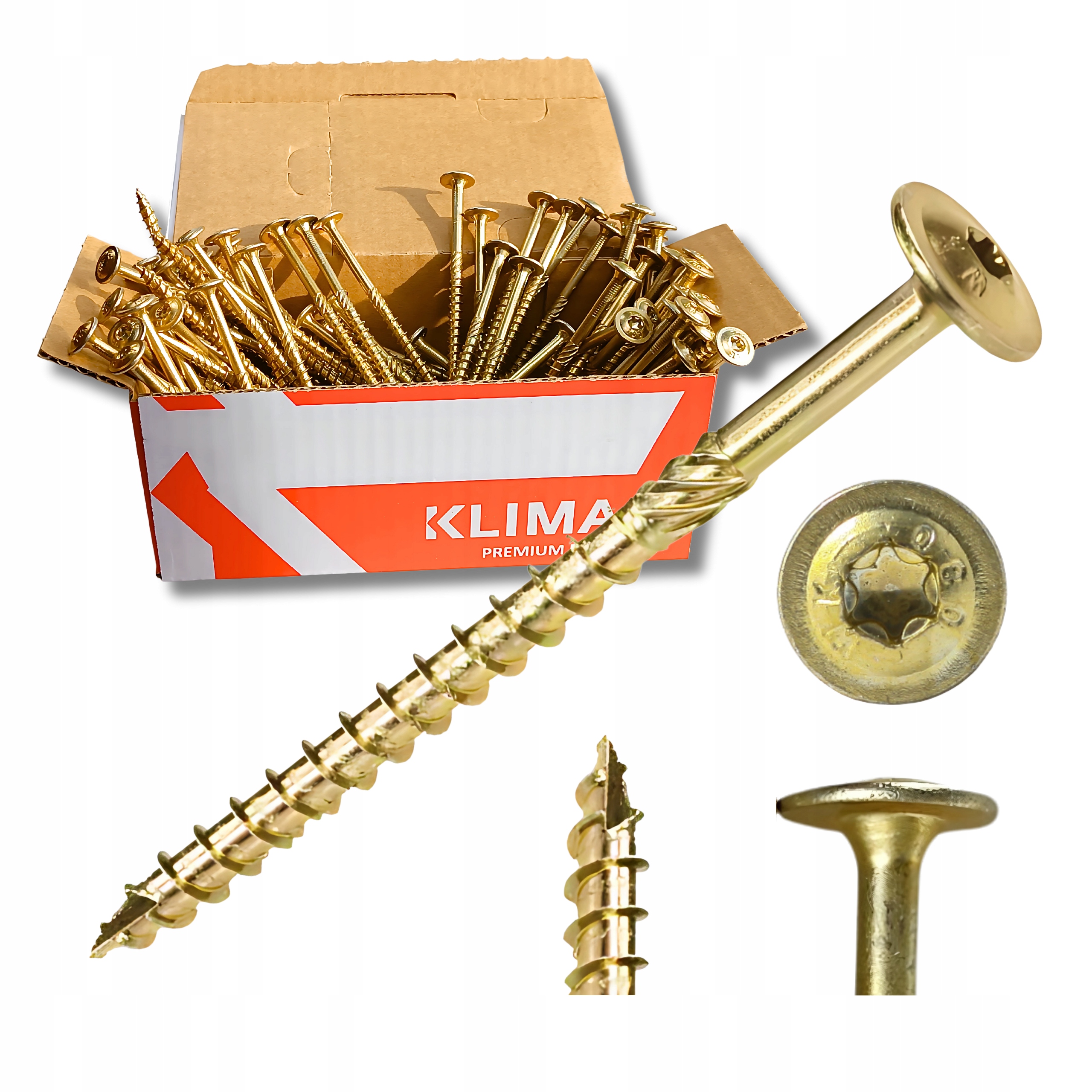 Tesařské vruty Wkcp 8x300 na dřevo Torx talířové 50 Ks