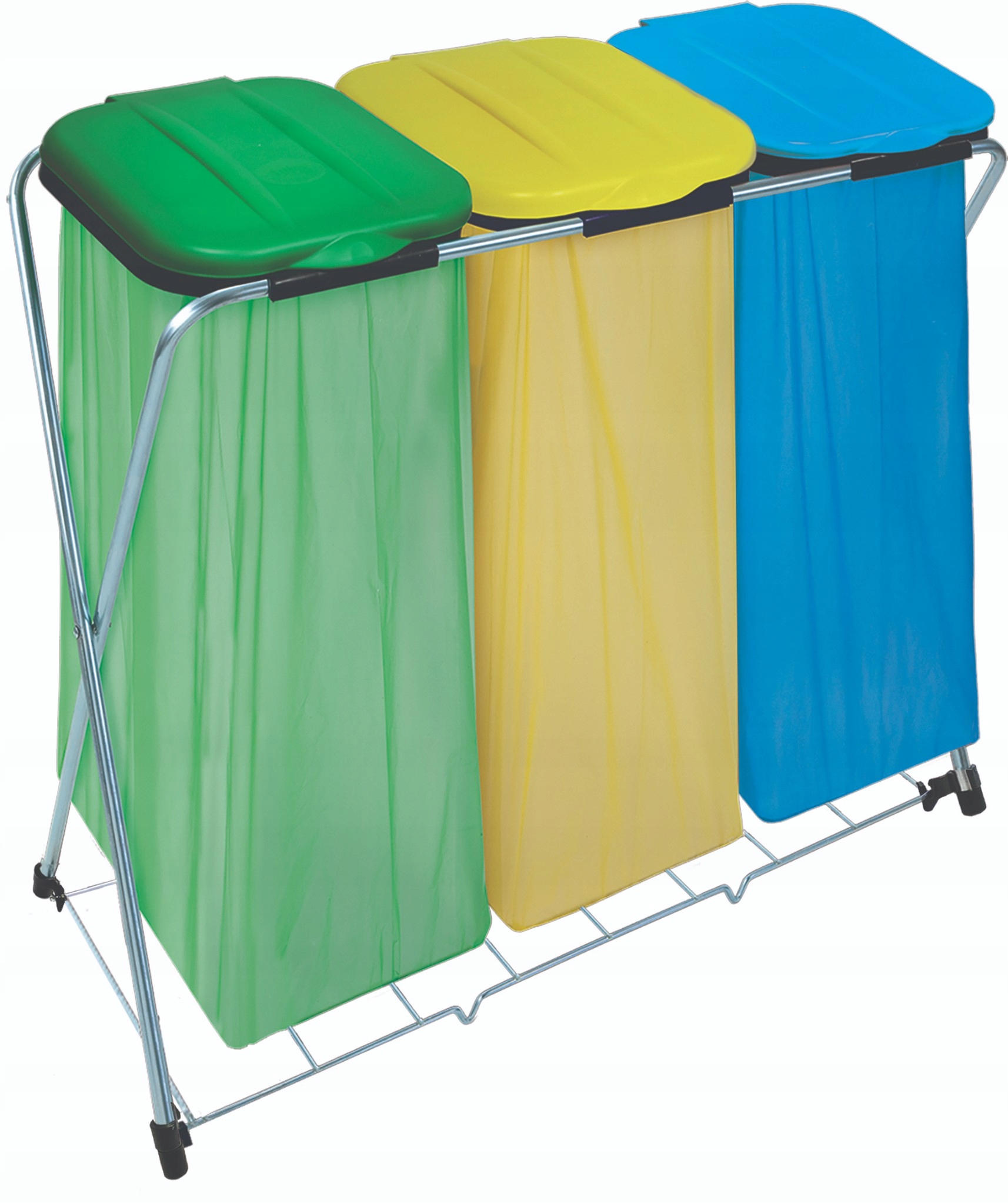 Ocelový Stojan Na Sáčky Eco Grid Trojitý Pro Třídění Odpadků 3x120L Silný