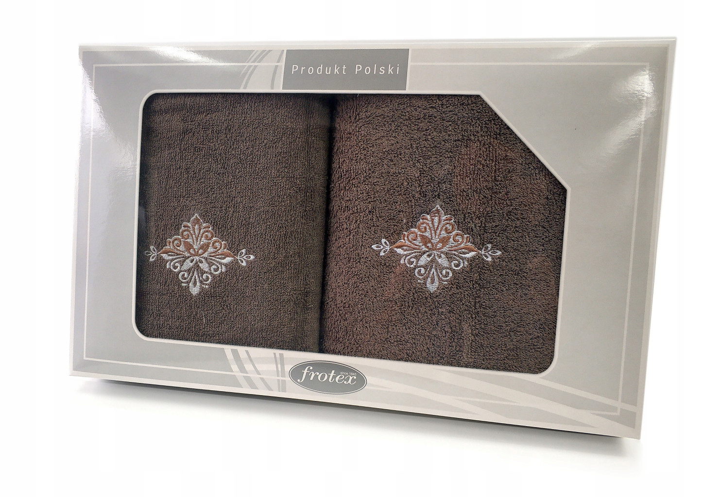 Komplet 2 ręczników Gift 50 70 pudełko Greno brązowy w3