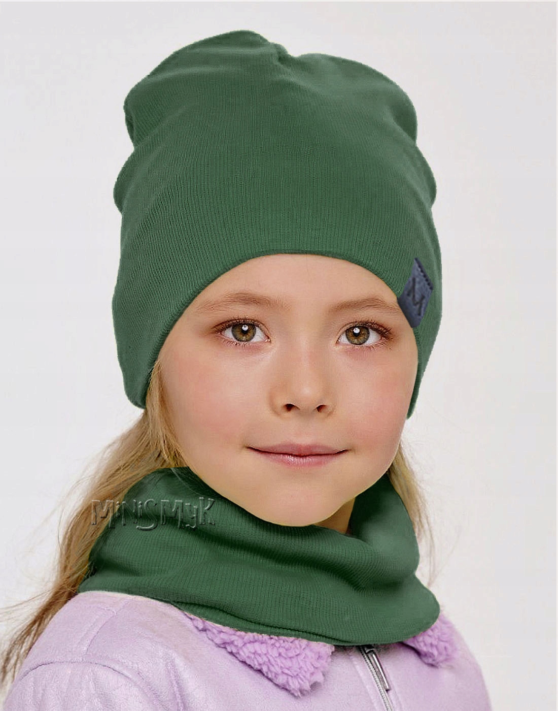 Czapka DWUWARSTWOWA JESIEŃ WIOSNA PRĄŻEK r 52-58 Odcień khaki