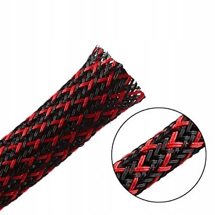 Oplot Poliestrowy 8MM/16MM Czarno-czerwony 1m