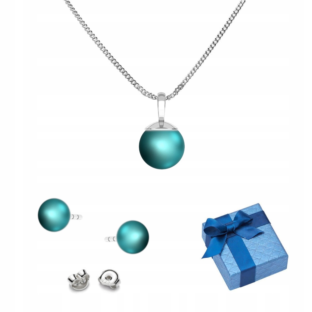 Stříbrný komplet 925 náušnice přívěsek s perlami Swarovski 8/10 mm Idt