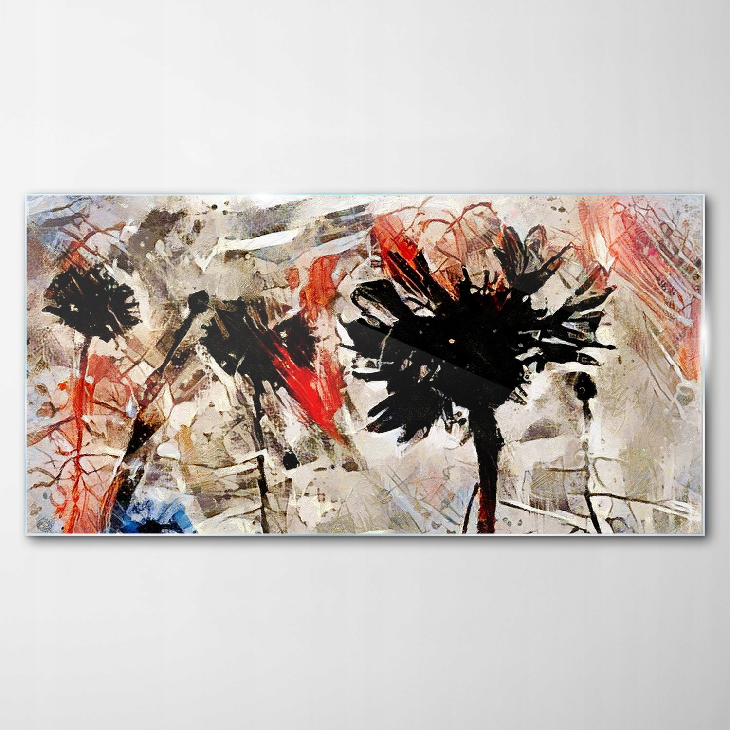 Obraz na skle Dekor Abstrakcia Art Kvety 100x50