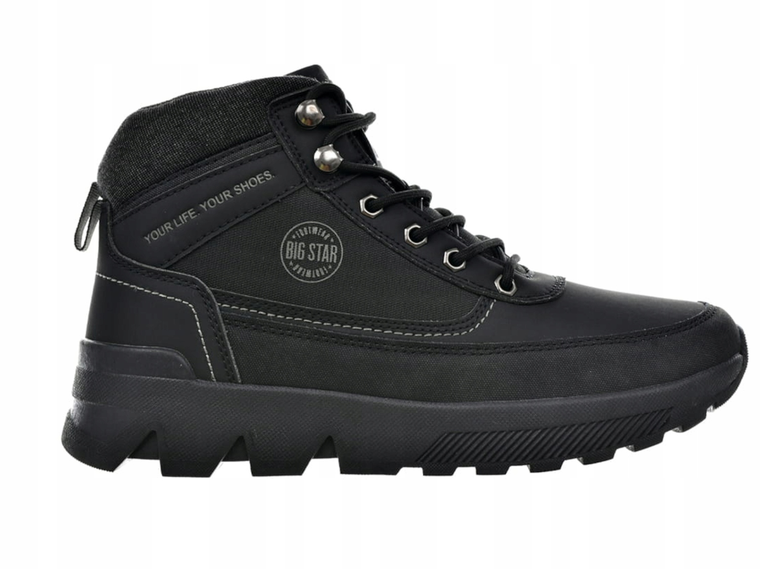 Pánské podzimní zimní boty Big Star MM174016 sportovní černé nad kotník 45
