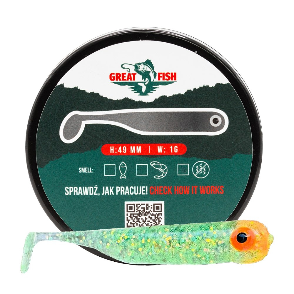 Great Fish GF1 49mm 1g No Scent Glitter Light Green 10szt.
