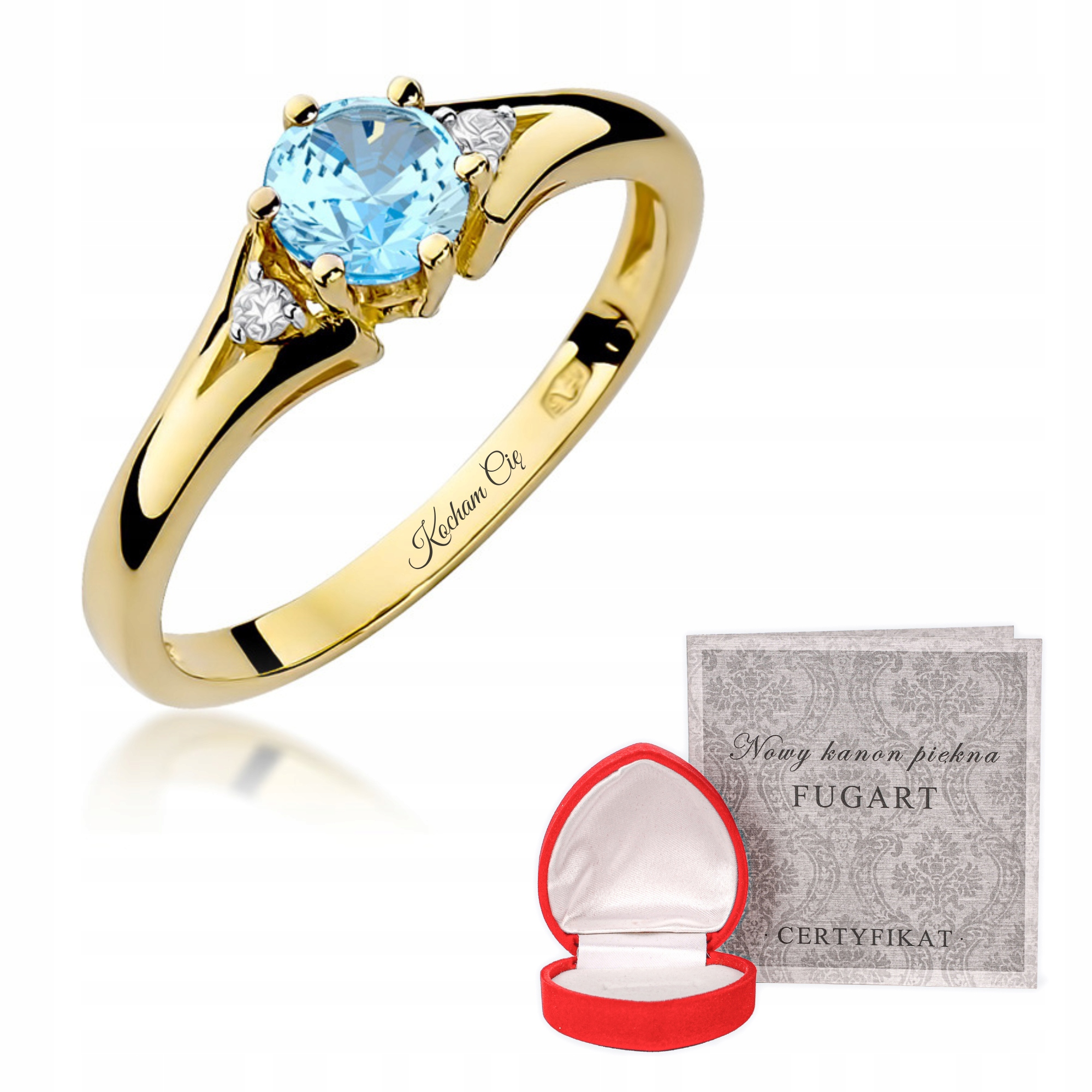 Prstýnek Zásnubní Prstenn 585 S Diamanty A Topazem r12, Gravírování Bonus