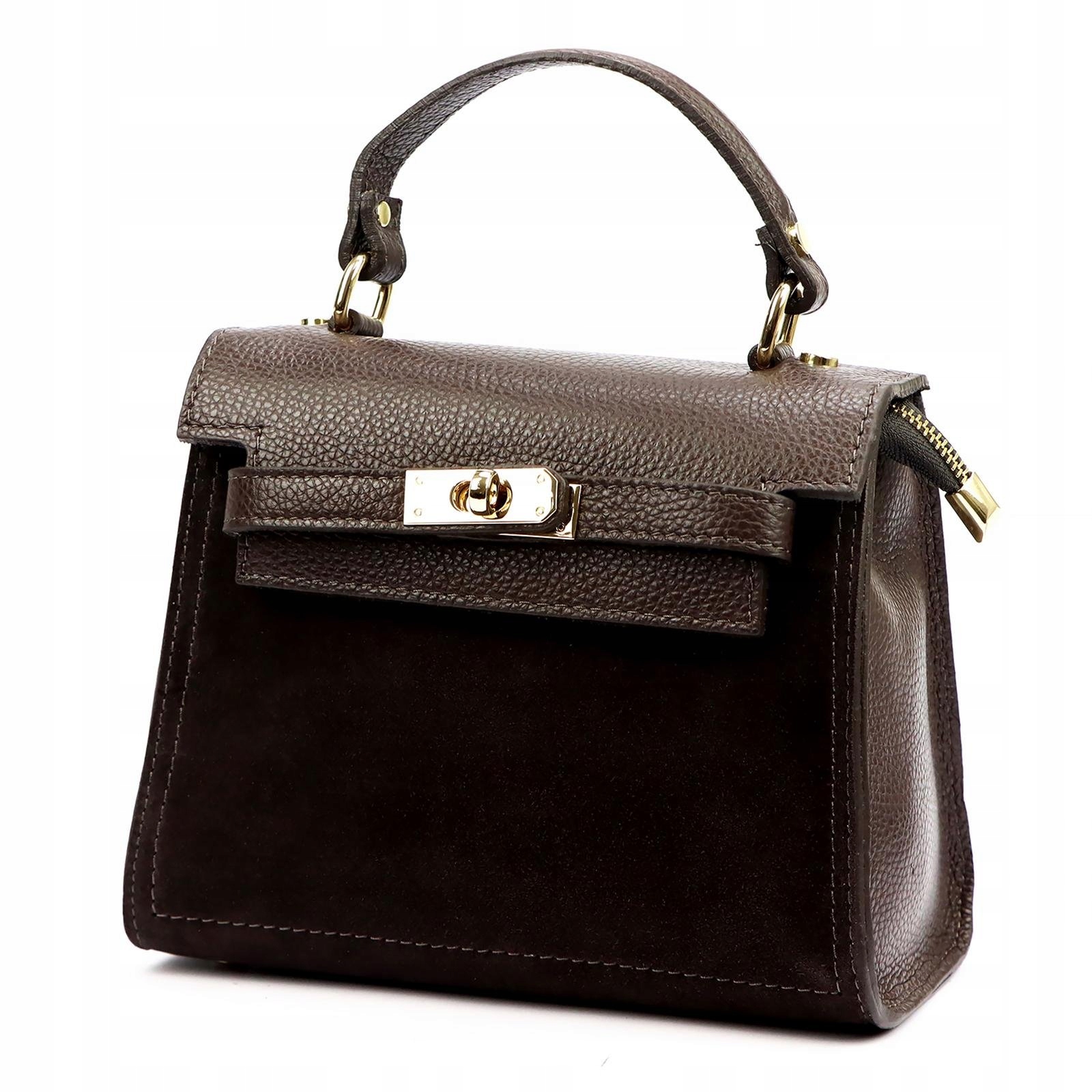 Dámská kabelka kufřík kožená tmavě hnědá s popruhem Luka