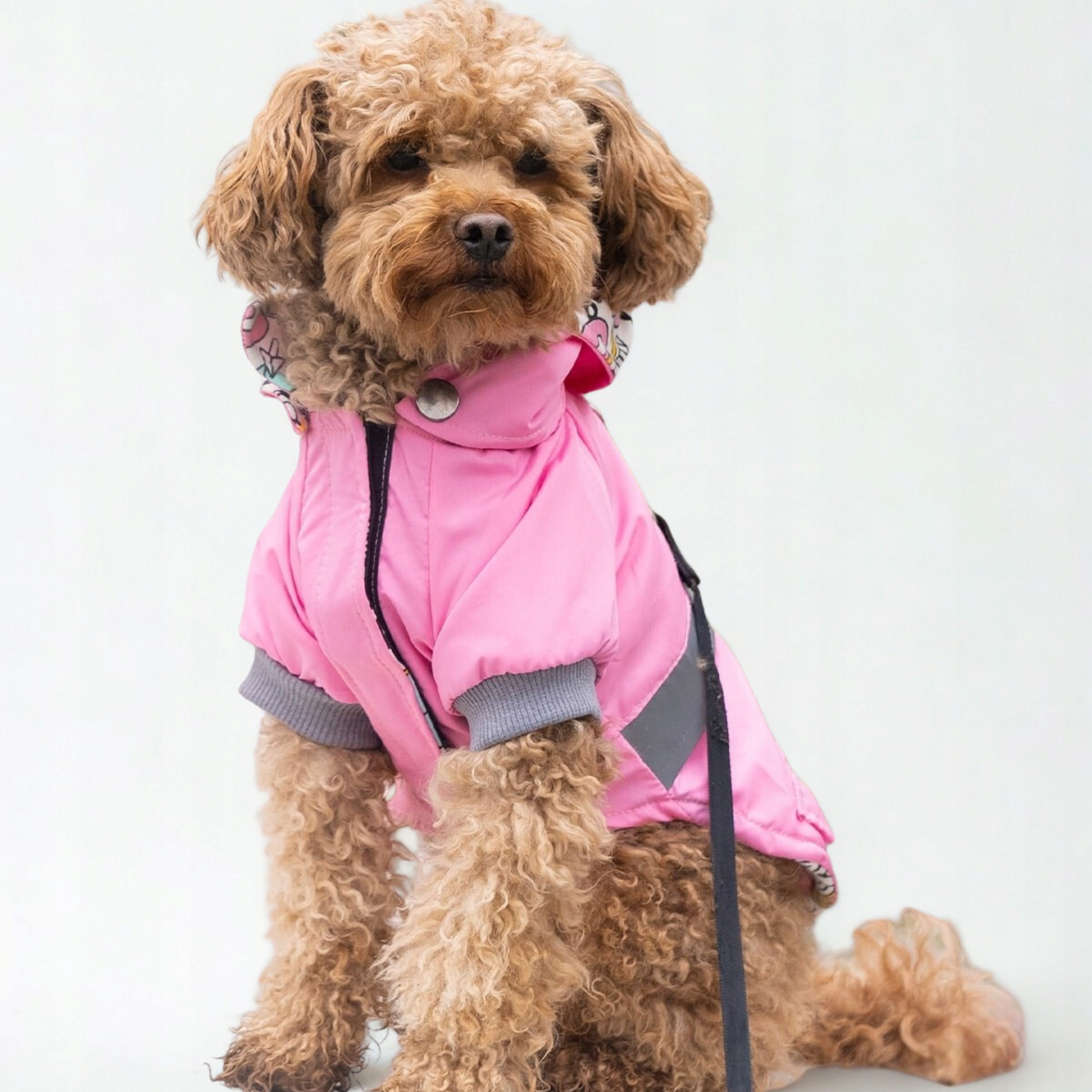 Zateplená bunda pro malého psa s kapucí S-2XL, růžová