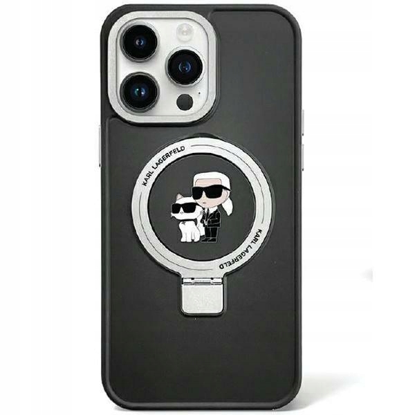 Etui Karl Lagerfeld Ring Stand Karl&Choupettte MagSafe do iPhone 15 czarne
