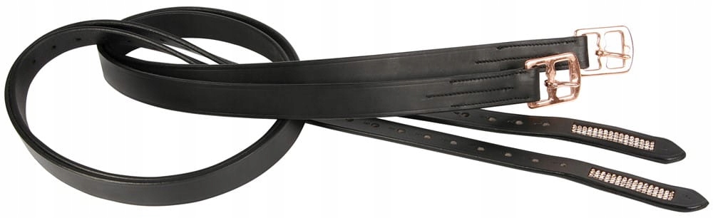 Harry's Horse kůň s křišťálovými Třmenové Řemeny z kůže, černá kůže, růžovo-zlaté kování , 145