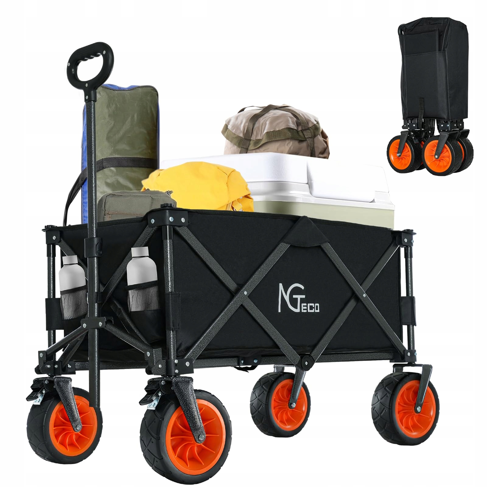 Turistický plážový záhradný skladací vozík 250 l, široké kolesá do 125 kg, XXL