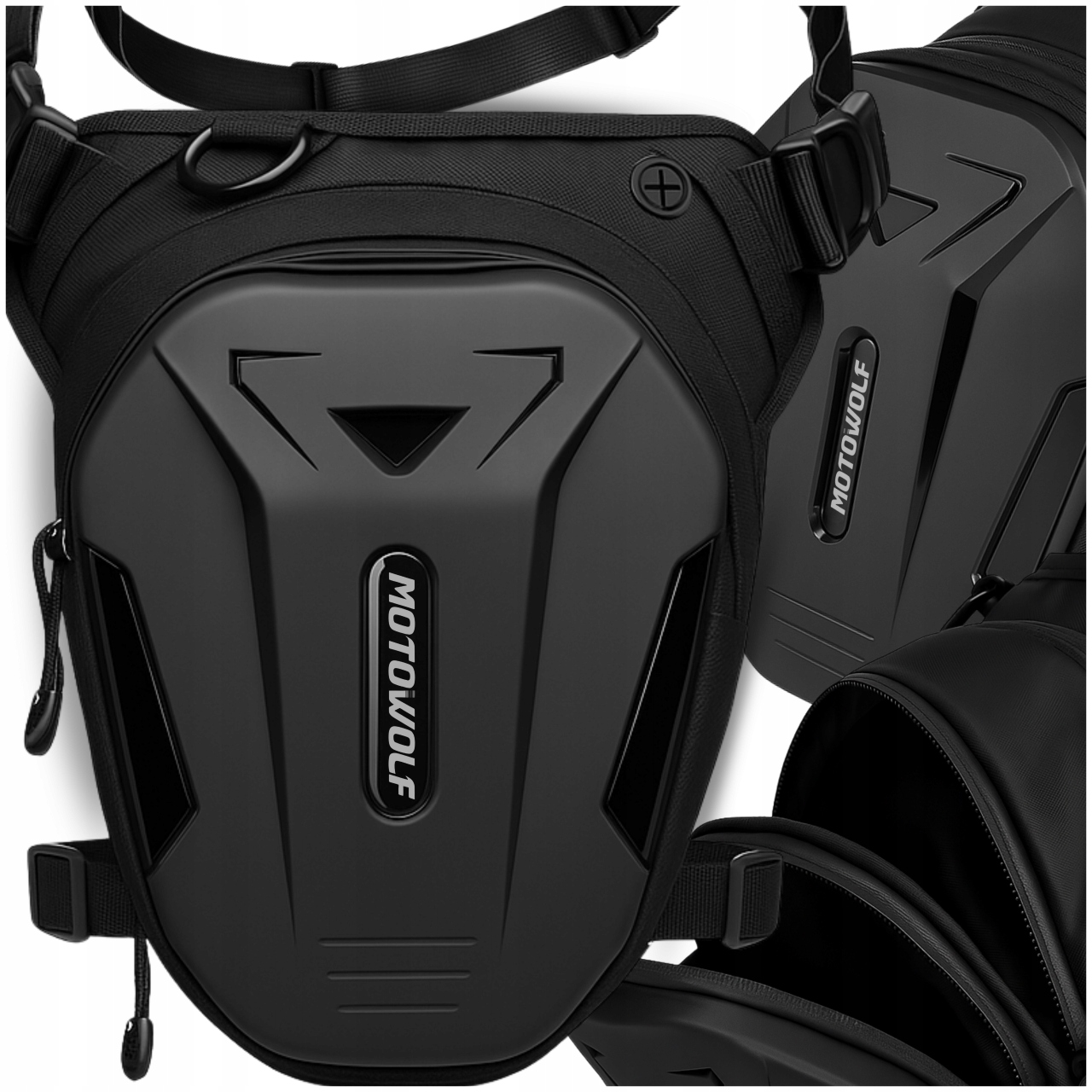 Ledvinka Brašna Na Motorku Na Nohu Černá, Voděodolná, S Nastavitelným Popruhem