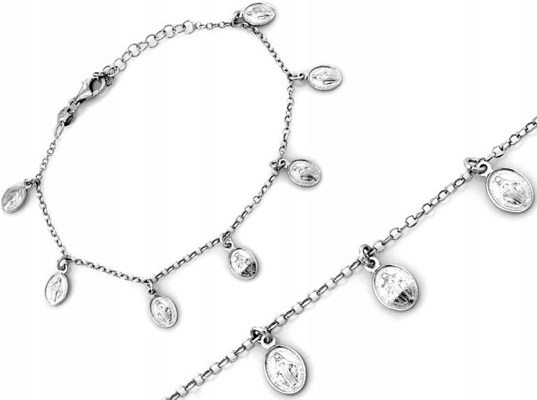 925 Dámský stříbrný náramek s závěsnými přívěsky, medailonky r19