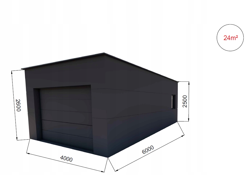 Garáž Z Vrstvené Desky 23m2 6x3,8m garáž 1-polohová sendvičová deska