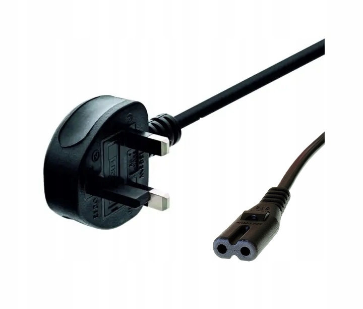 PRZEWÓD KABEL 1M ZASILAJĄCY ÓSEMKA 2PIN Z ANGIELSKĄ WTYCZKĄ