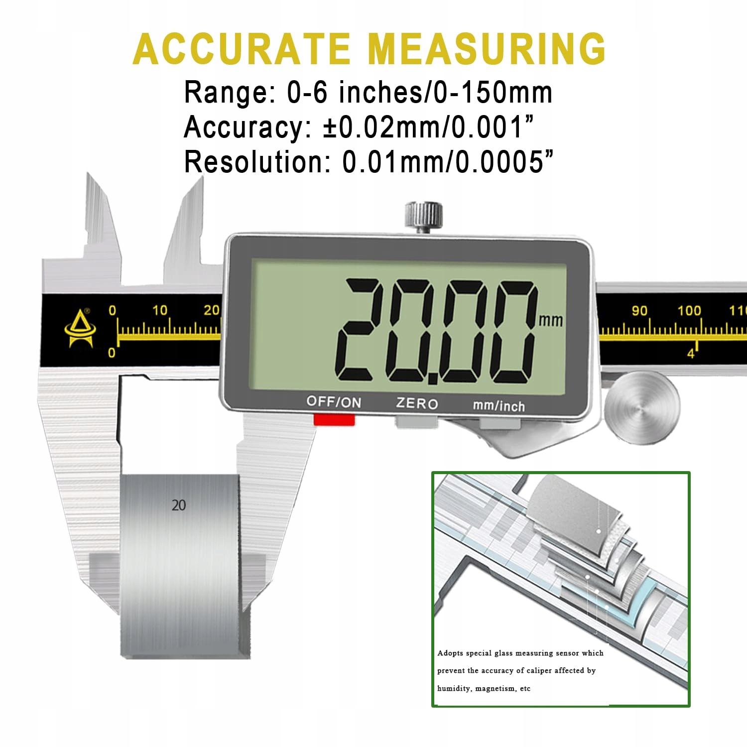ACEMETER Cyfrowa Suwmiarka 0-6 Caliper LCD Metalowa Dla Inżyniera — miniatura 2