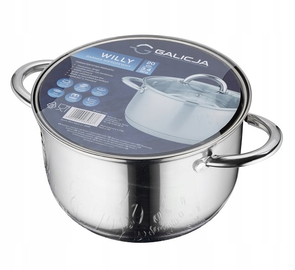 Garnek stalowy z pokrywką 3,4L 20cm WILLY Galicja Pojemność 3.4 l