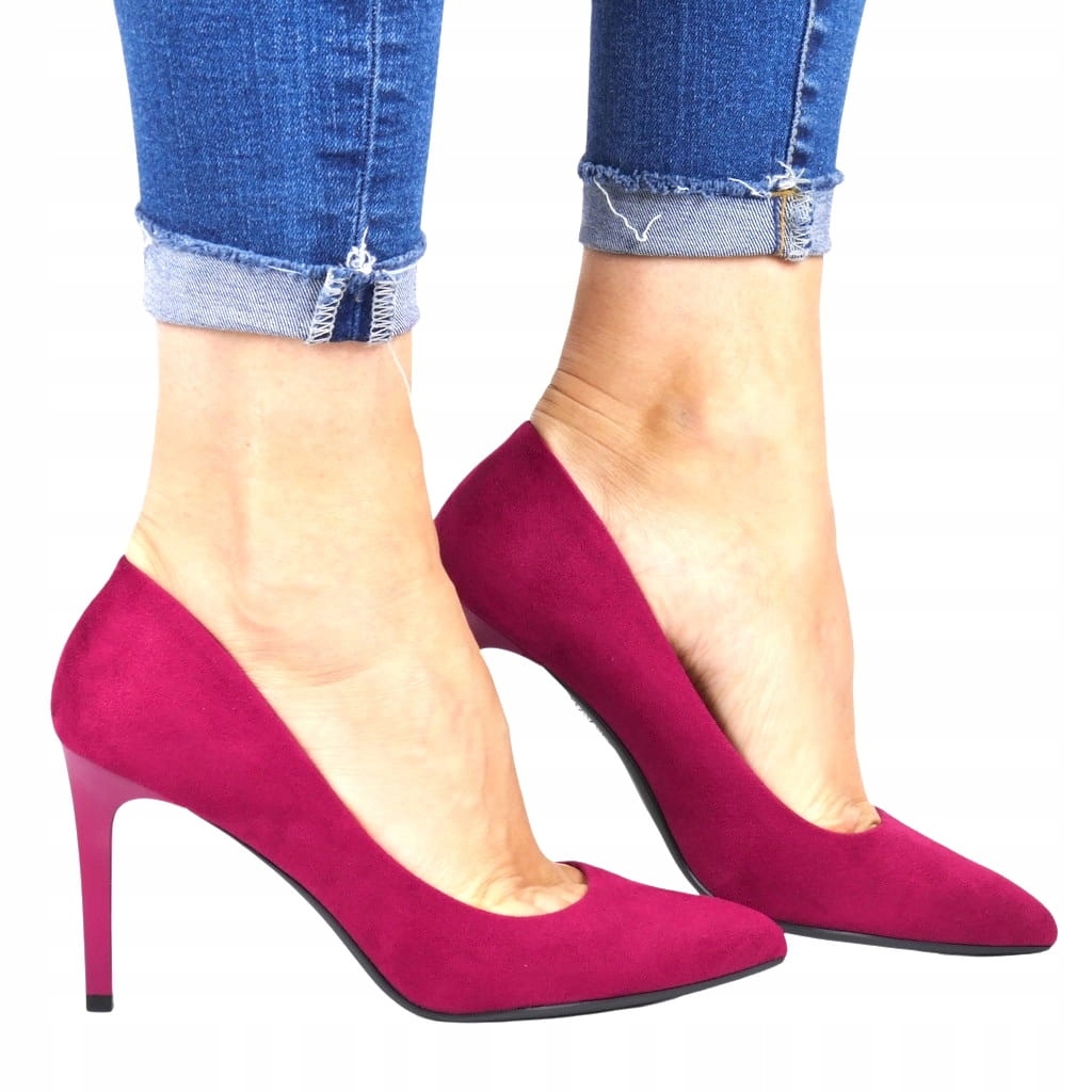 iButy Dámské Lodičky Na Podpatku Pohodlné Podpatky Fuchsiové Semišové Růžové