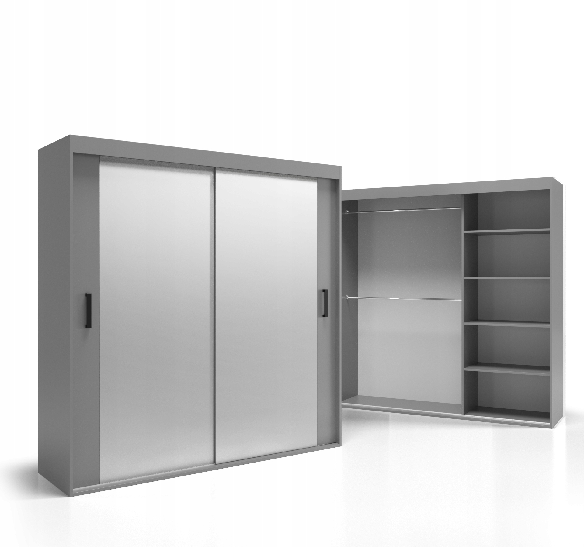 Skříň Posuvná 150x240 Deska 18 mm s vybavením Se Zrcadlem VSZ75 O-sofa