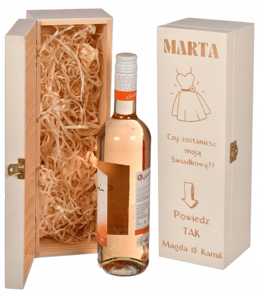 ZAPROSZENIE DLA ŚWIADKOWEJ PUDEŁKO NA WINO