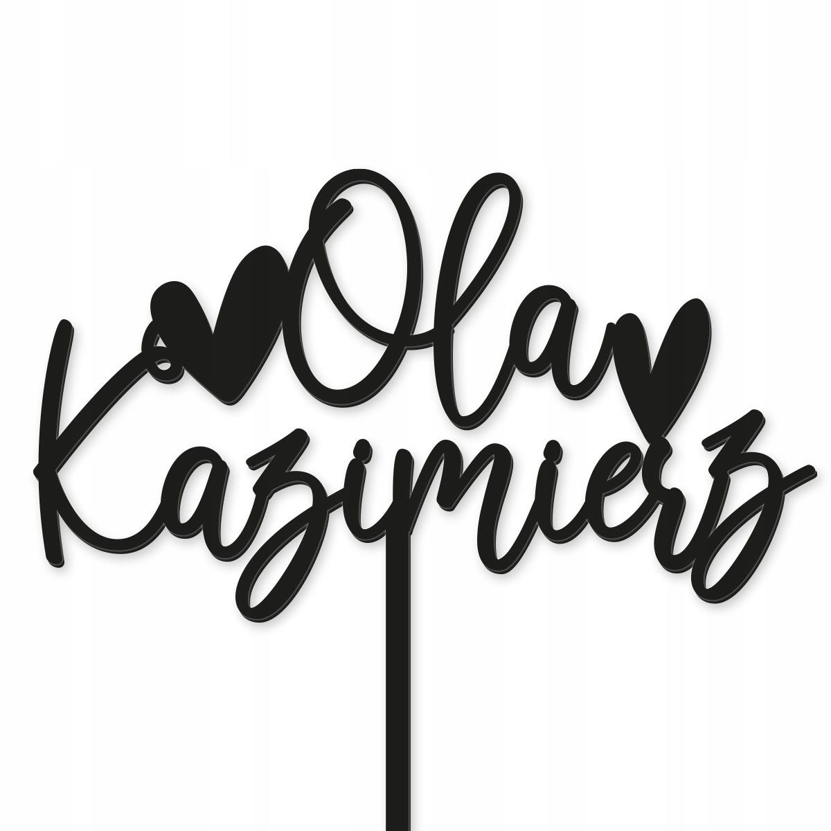 TOPPER ŚLUB WESELE IMIONA NAPIS DEKOR TORT CZARNY Płeć uniseks