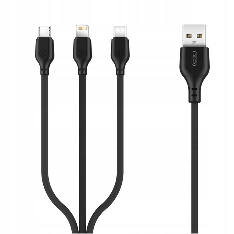 Kabel do ładowarki potrójny 3w1 USB-C Micro Lightning do iPhone