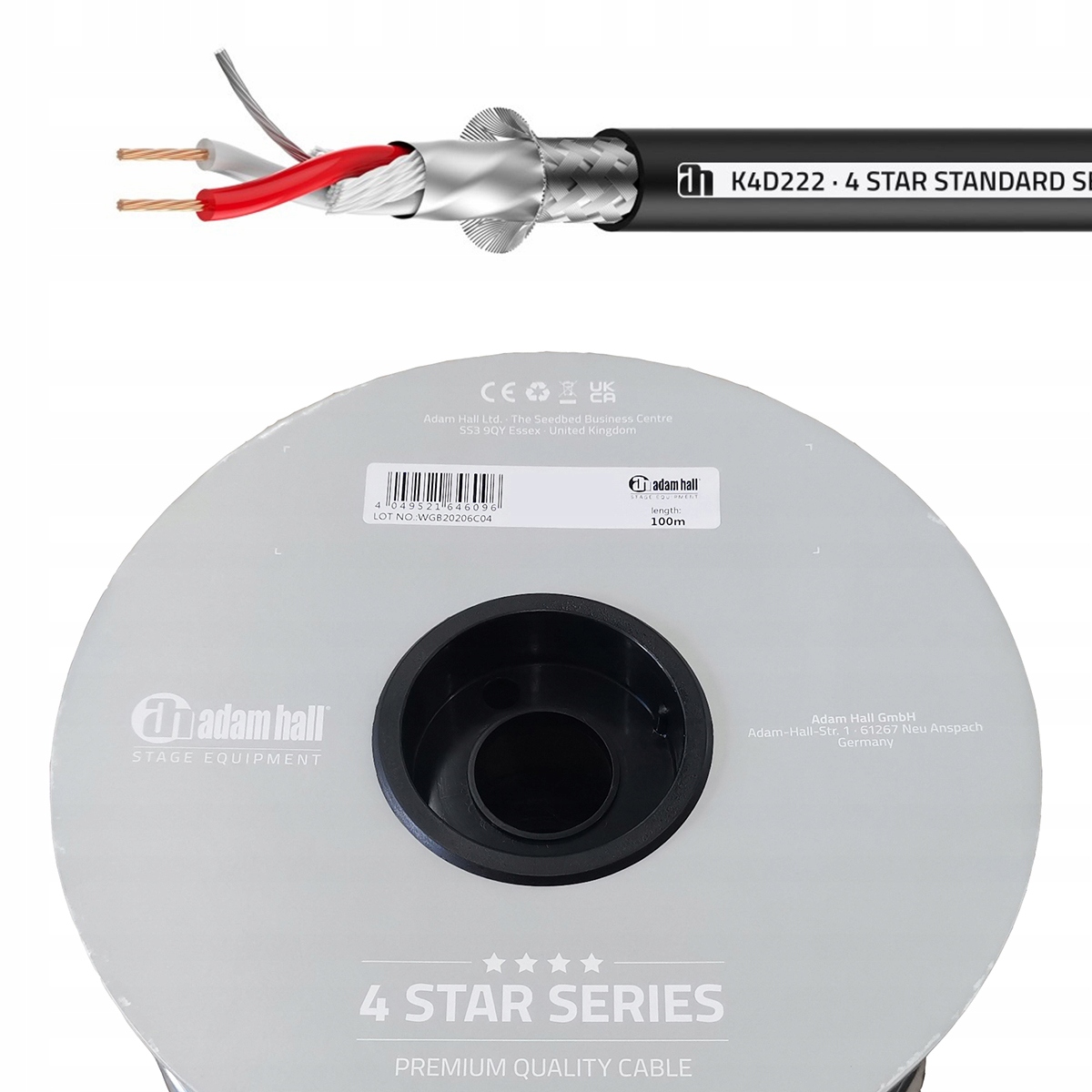 Kabel Adam Hall 4 Star DMX 110 Ohm 2x 0.22 mm 100 m