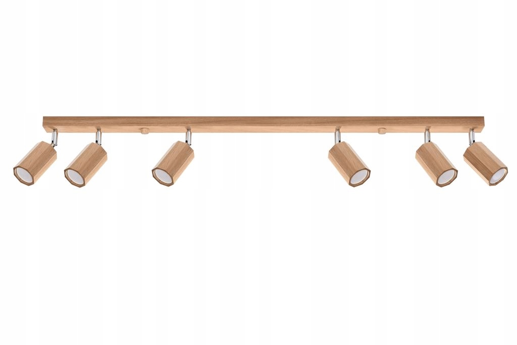 Plafon Zake 6 dąb drewno GU10 lampa regulacja klosza do sypialni jadalnii