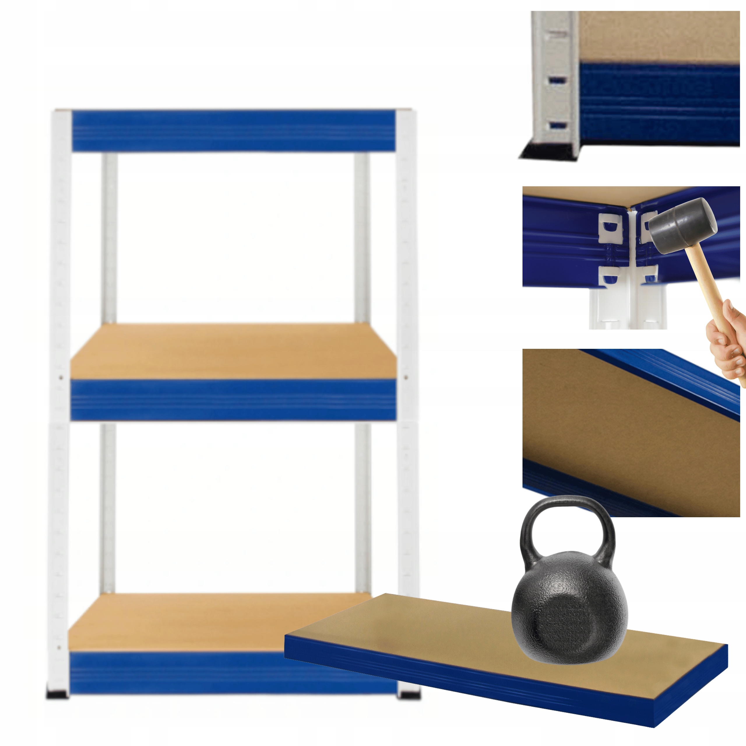 Kovový skladový regál Helios 90x30x30 cm 3Px175 kg Pevný