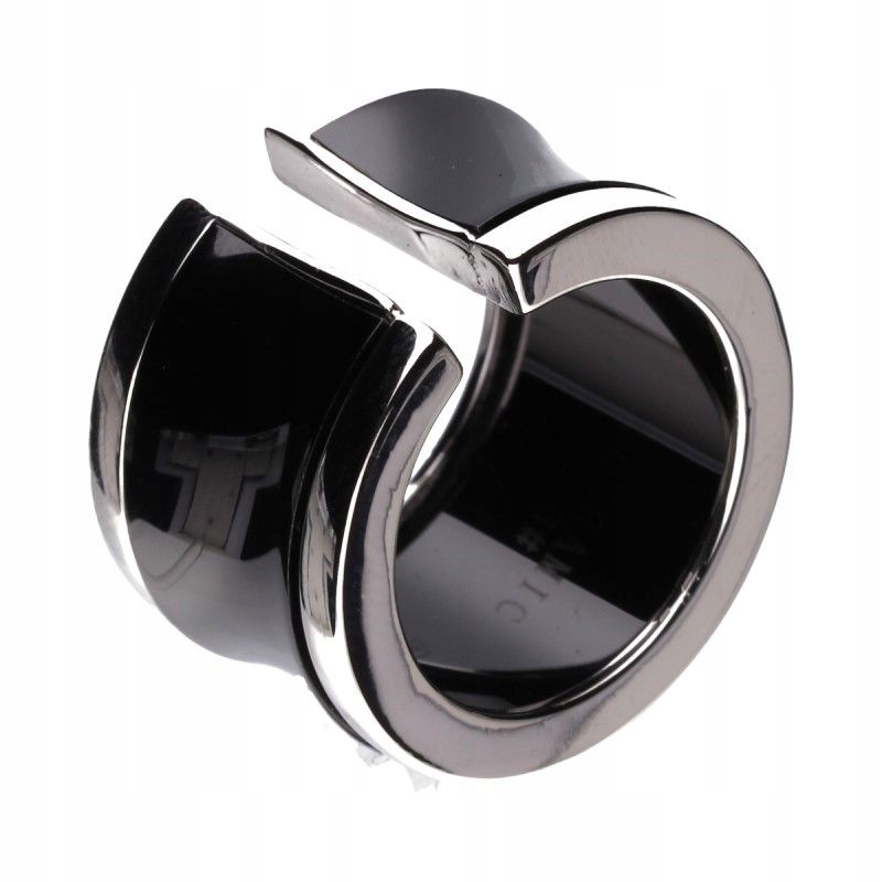 Stříbrný prstýnek 925 z Černé Keramiky, široký, efektní, módní vzor r12