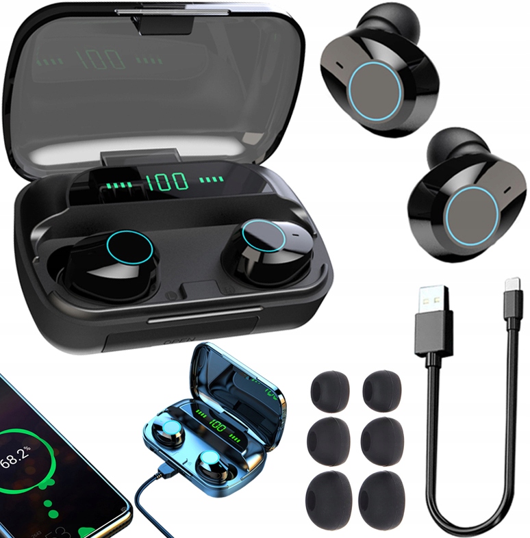 

Słuchawki Bezprzewodowe 5.1 Quick Charge Ładowarka