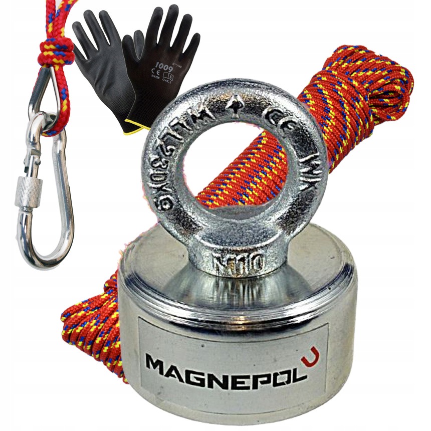 Magnet Neodymový 350 kg Držák 82x40 Set Lano