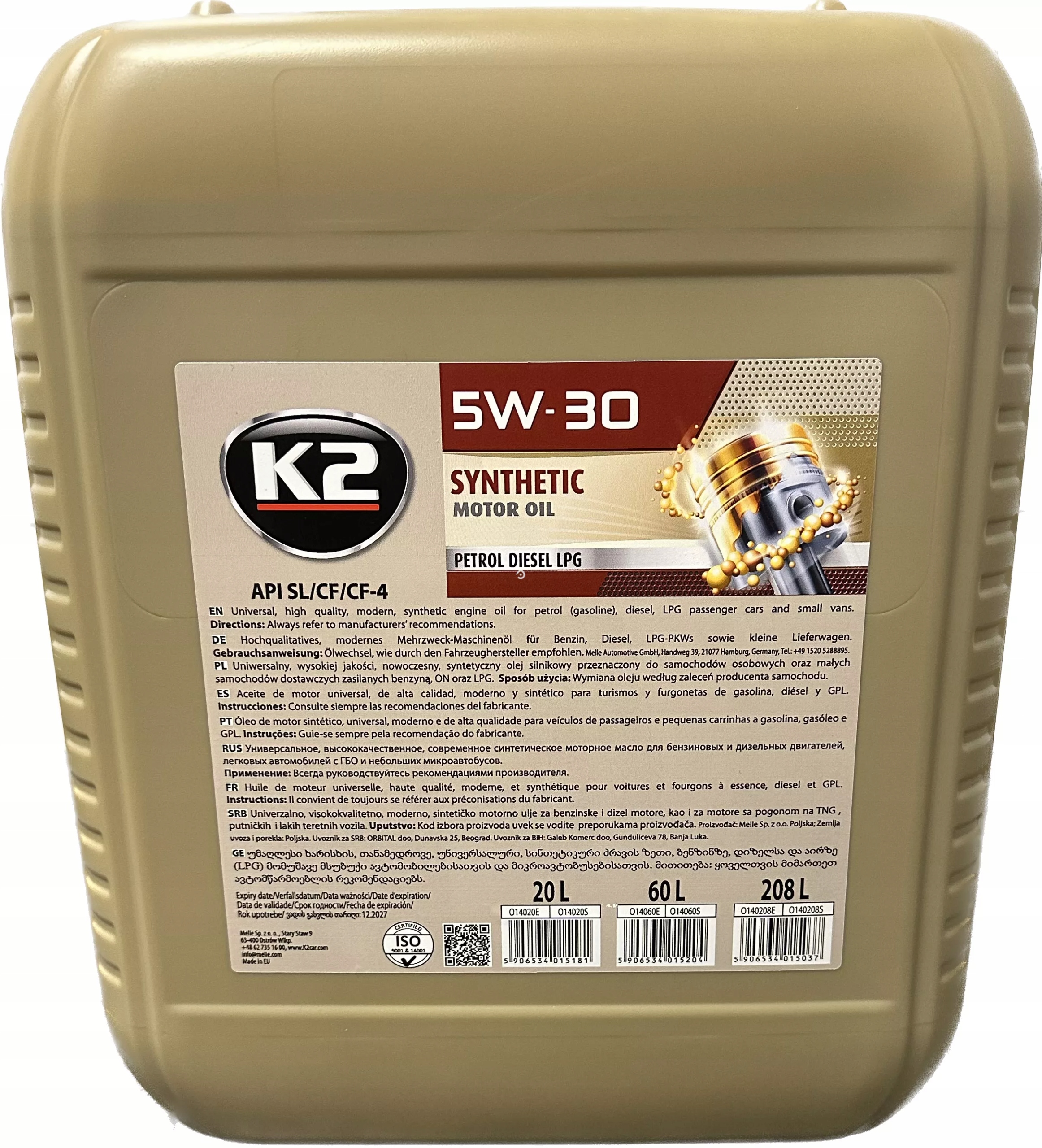 Olej K2 5W-30 XL Fuel Economy 20L